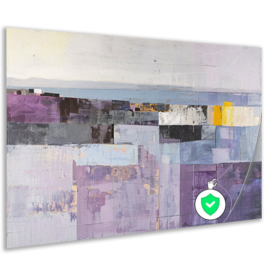 Moderne skyline met abstracte kleurrijke blokken poster