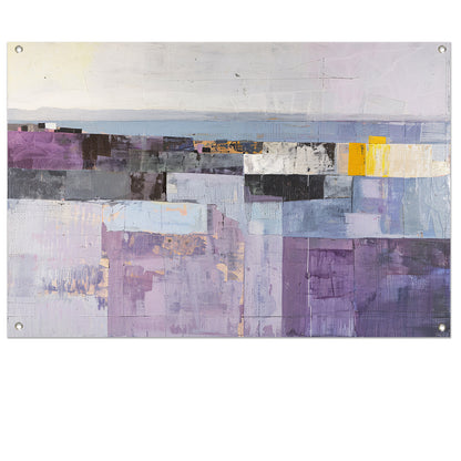 Moderne skyline met abstracte kleurrijke blokken tuinposter