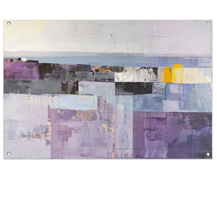 Moderne skyline met abstracte kleurrijke blokken tuinposter