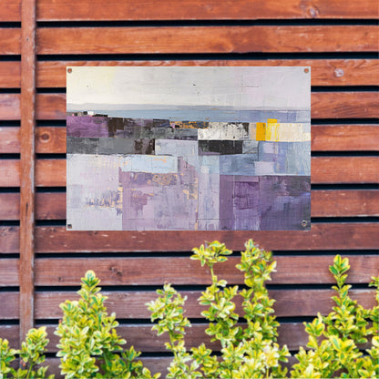 Moderne skyline met abstracte kleurrijke blokken tuinposter