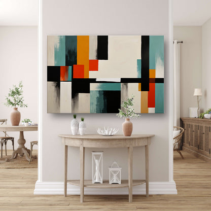 Abstracte moderne schilderij in Japandi stijl poster