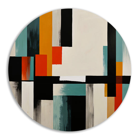Abstracte moderne schilderij in Japandi stijl aluminium muurcirkel