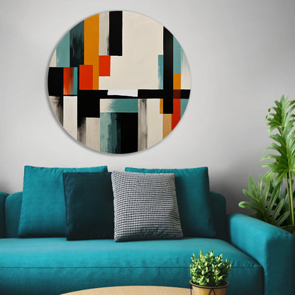 Abstracte moderne schilderij in Japandi stijl forex muurcirkel
