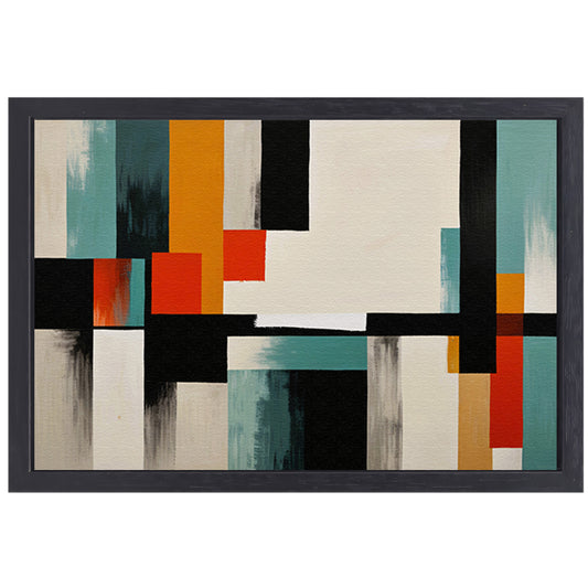 Abstracte moderne schilderij in Japandi stijl canvas met baklijst