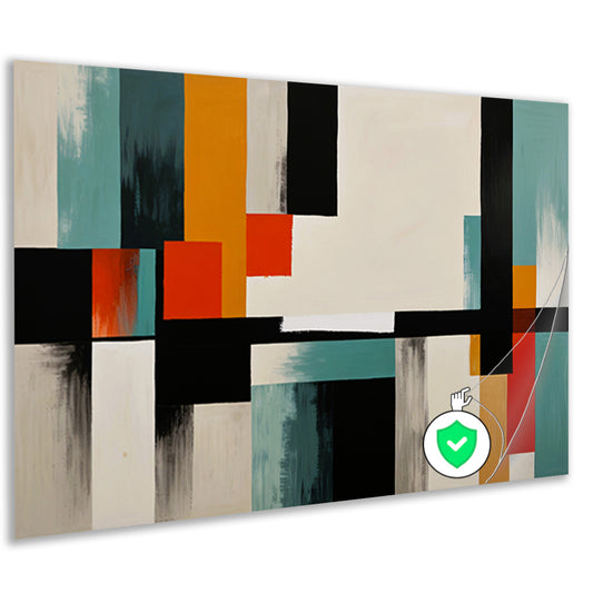 Abstracte moderne schilderij in Japandi stijl poster