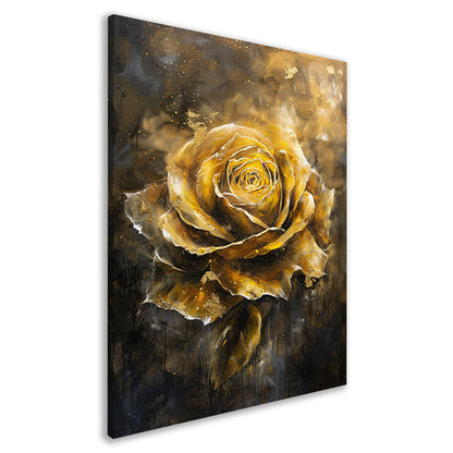 Majestueuze Gouden Roos op Donkere Abstracte Achtergrond canvas