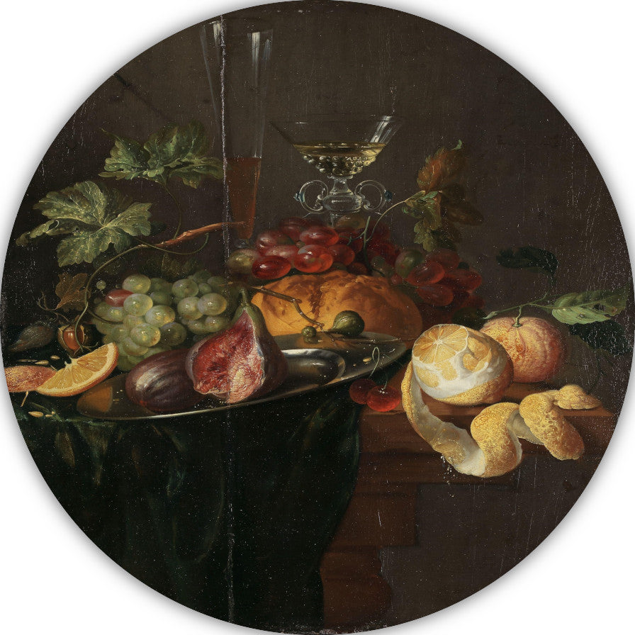 Fruit en Wijn - Jan Davidsz. de Heem aluminium muurcirkel