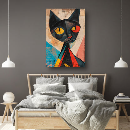 Kubistische Kat met Kleurrijk Geometrische Vormen poster