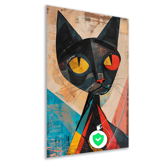 Kubistische Kat met Kleurrijk Geometrische Vormen poster