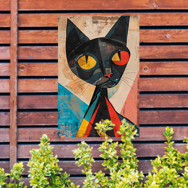 Kubistische Kat met Kleurrijk Geometrische Vormen tuinposter