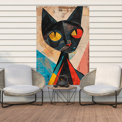 Kubistische Kat met Kleurrijk Geometrische Vormen tuinposter