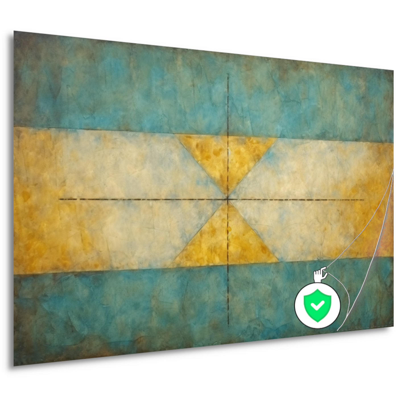 Geometrische compositie in geel, blauw en wit poster