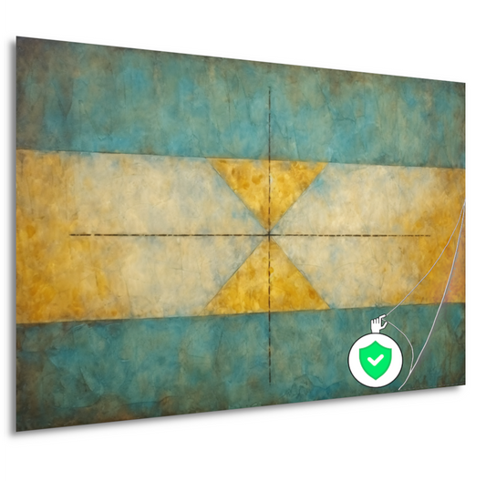 Geometrische compositie in geel, blauw en wit poster