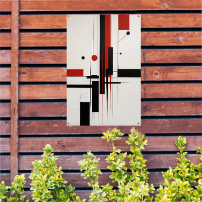 Contrastrijke abstracte compositie in primaire kleuren tuinposter