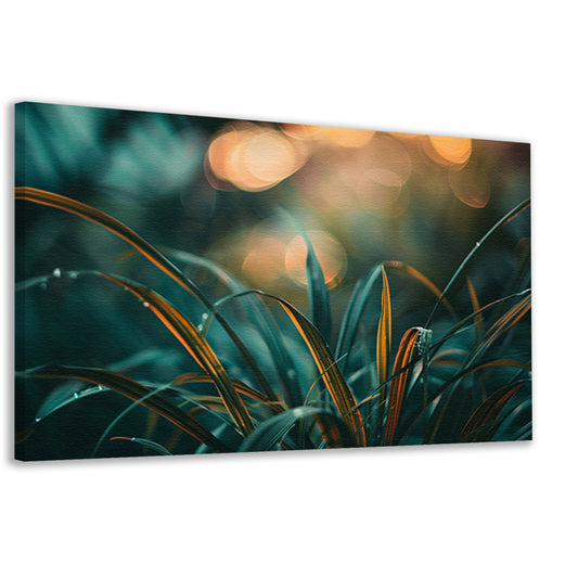 Close-up van gras met licht en bokeh canvas
