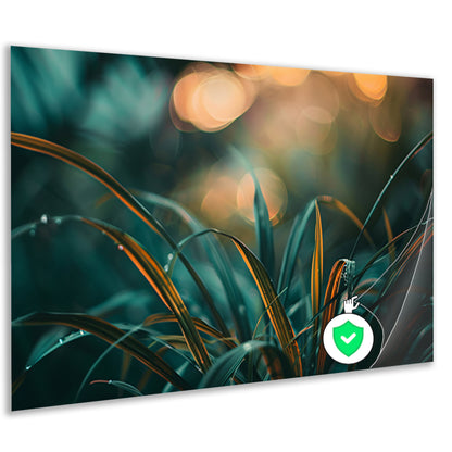 Close-up van gras met licht en bokeh poster