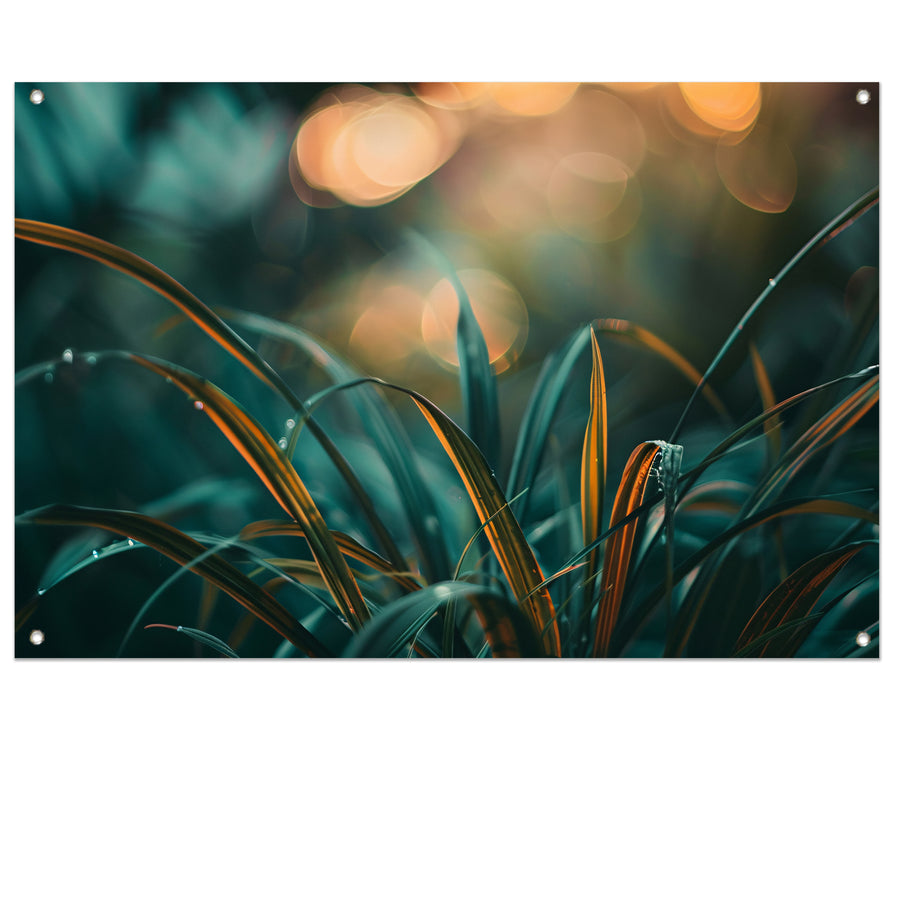 Close-up van gras met licht en bokeh tuinposter