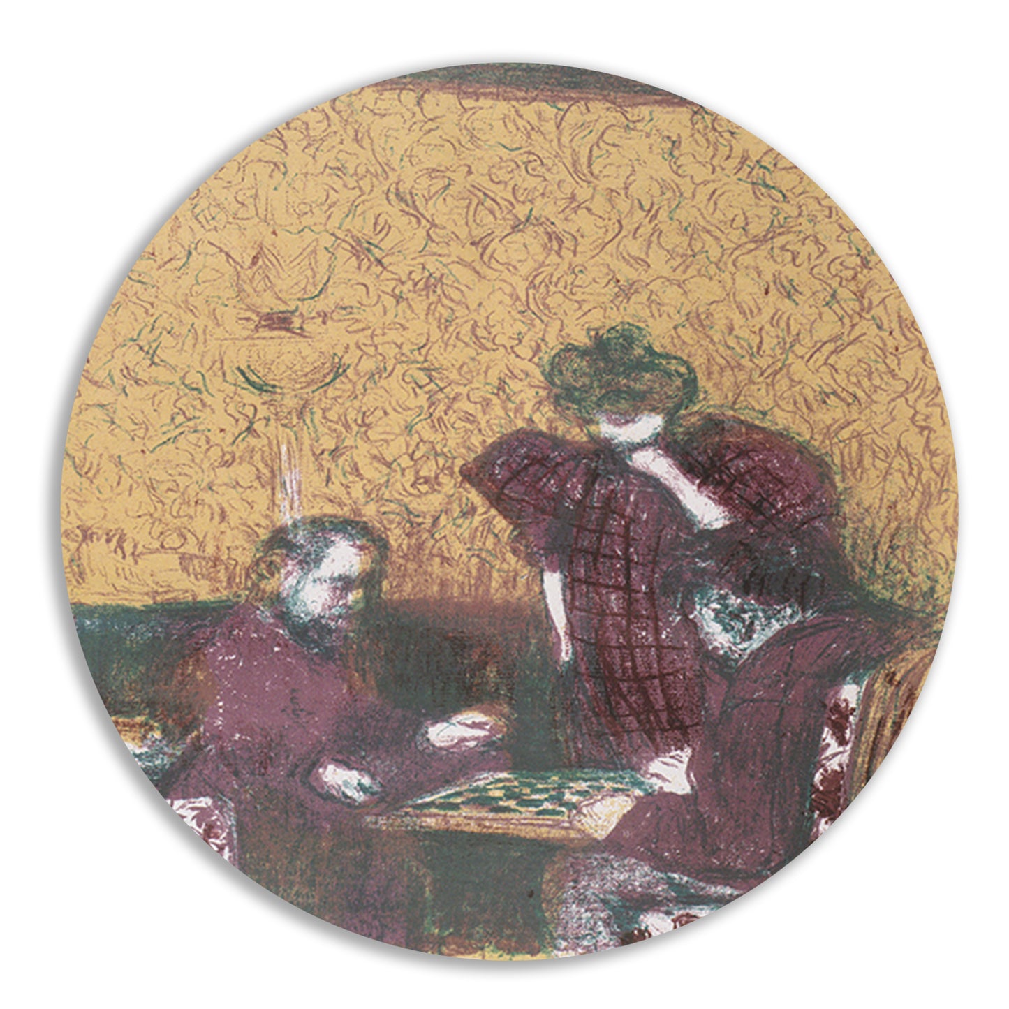 Het damspel - Édouard Vuillard aluminium muurcirkel