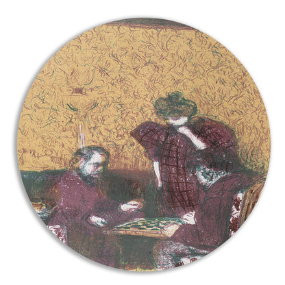 Het damspel - Édouard Vuillard aluminium muurcirkel