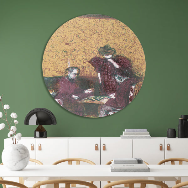 Het damspel - Édouard Vuillard aluminium muurcirkel