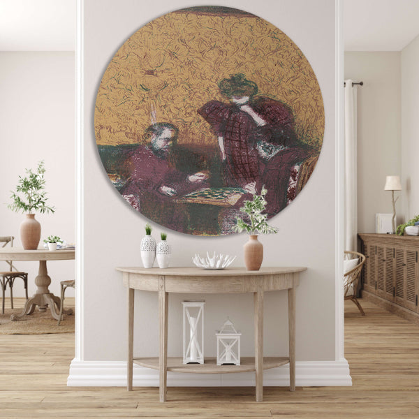 Het damspel - Édouard Vuillard aluminium muurcirkel