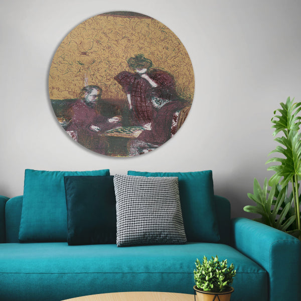 Het damspel - Édouard Vuillard aluminium muurcirkel