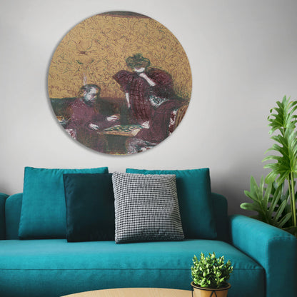 Het damspel - Édouard Vuillard aluminium muurcirkel