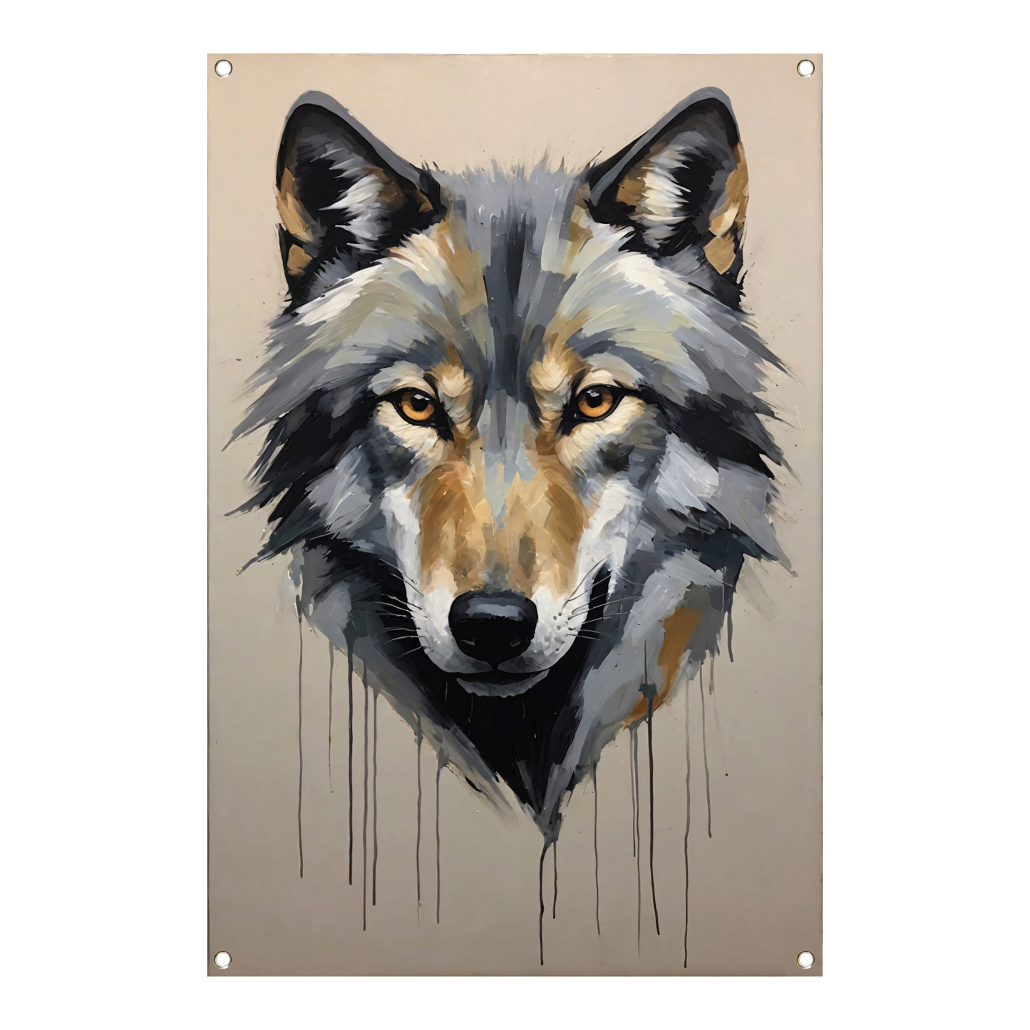 Abstracte Wolf in Kleurrijke Penseelstreken tuinposter
