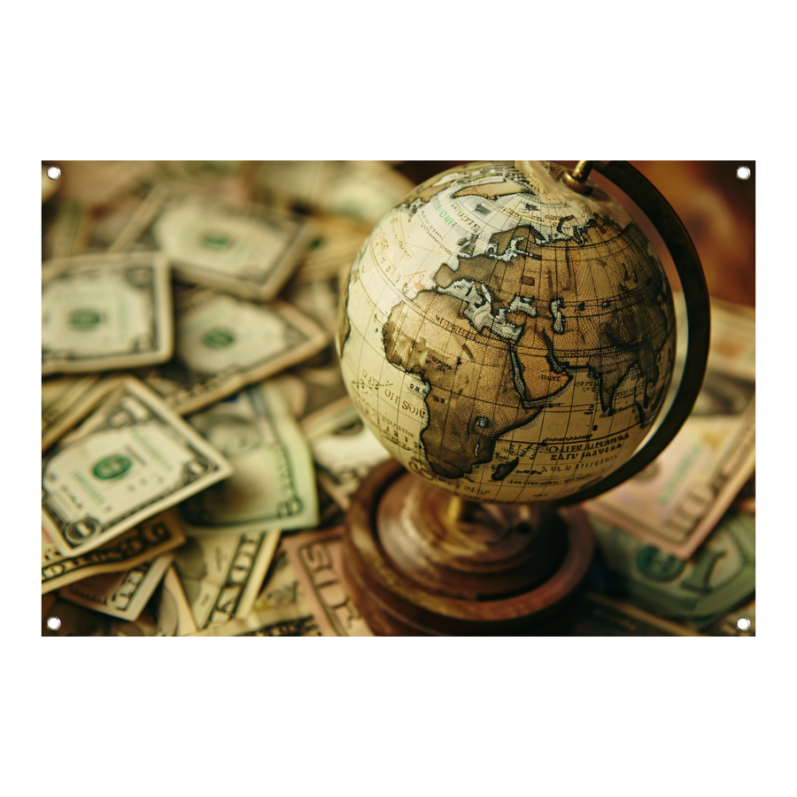 Globe op geld tuinposter