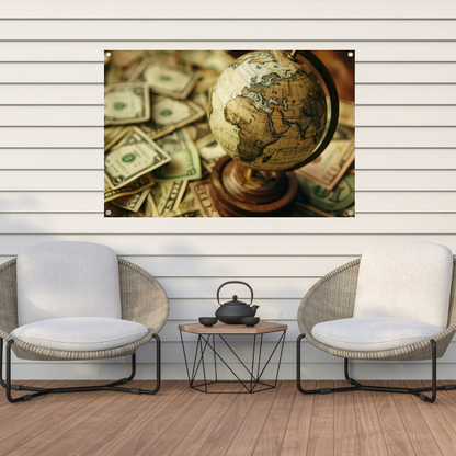 Globe op geld tuinposter