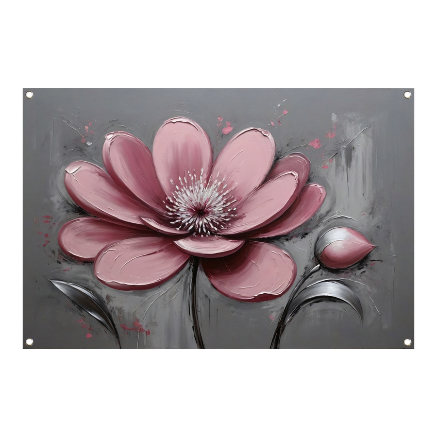 Impressionistische Bloem in Roze en Grijs tuinposter