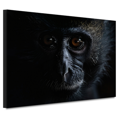 Doordringende Blik van een Aap in het Donker canvas