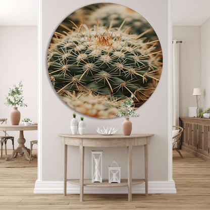 Close-up van een groene cactus aluminium muurcirkel