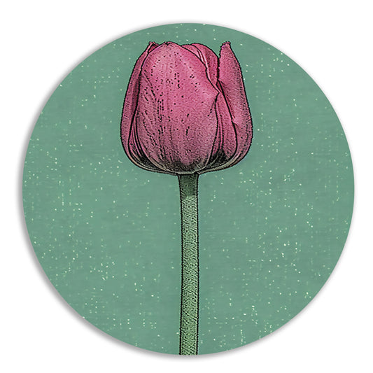 Prachtige pop-art schilderij van een tulp aluminium muurcirkel