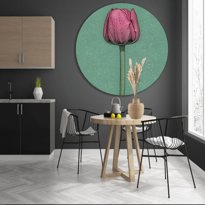 Prachtige pop-art schilderij van een tulp forex muurcirkel