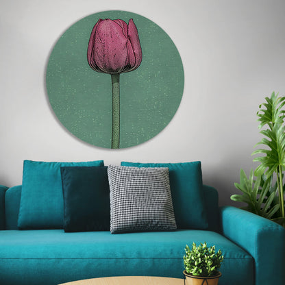 Prachtige pop-art schilderij van een tulp aluminium muurcirkel