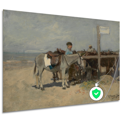 Ezelstandplaats op het strand te Scheveningen - Anton Mauve poster