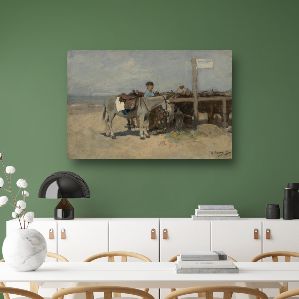 Ezelstandplaats op het strand te Scheveningen - Anton Mauve acrylglas