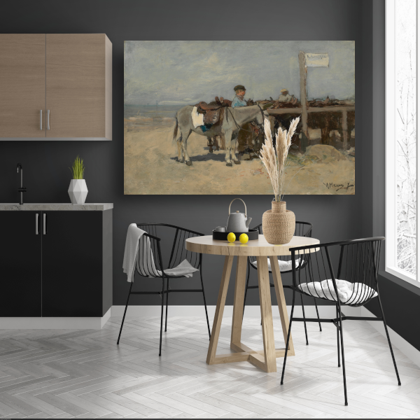 Ezelstandplaats op het strand te Scheveningen - Anton Mauve acrylglas