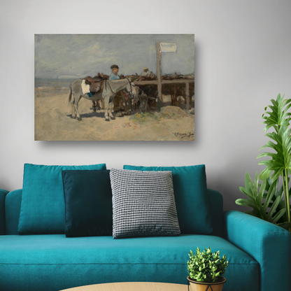 Ezelstandplaats op het strand te Scheveningen - Anton Mauve poster