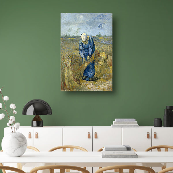 Boerin die schoven bindt - Vincent van Gogh canvas met baklijst