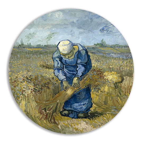 Boerin die schoven bindt - Vincent van Gogh aluminium muurcirkel