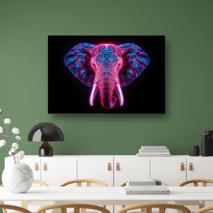 Neon olifant in futuristische abstracte kunst acrylglas