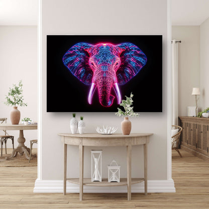 Neon olifant in futuristische abstracte kunst poster