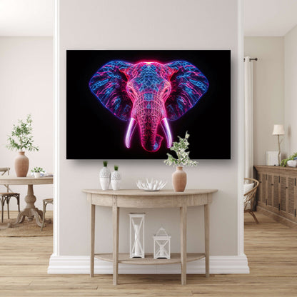 Neon olifant in futuristische abstracte kunst acrylglas