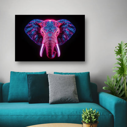 Neon olifant in futuristische abstracte kunst poster