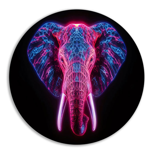Neon olifant in futuristische abstracte kunst forex muurcirkel