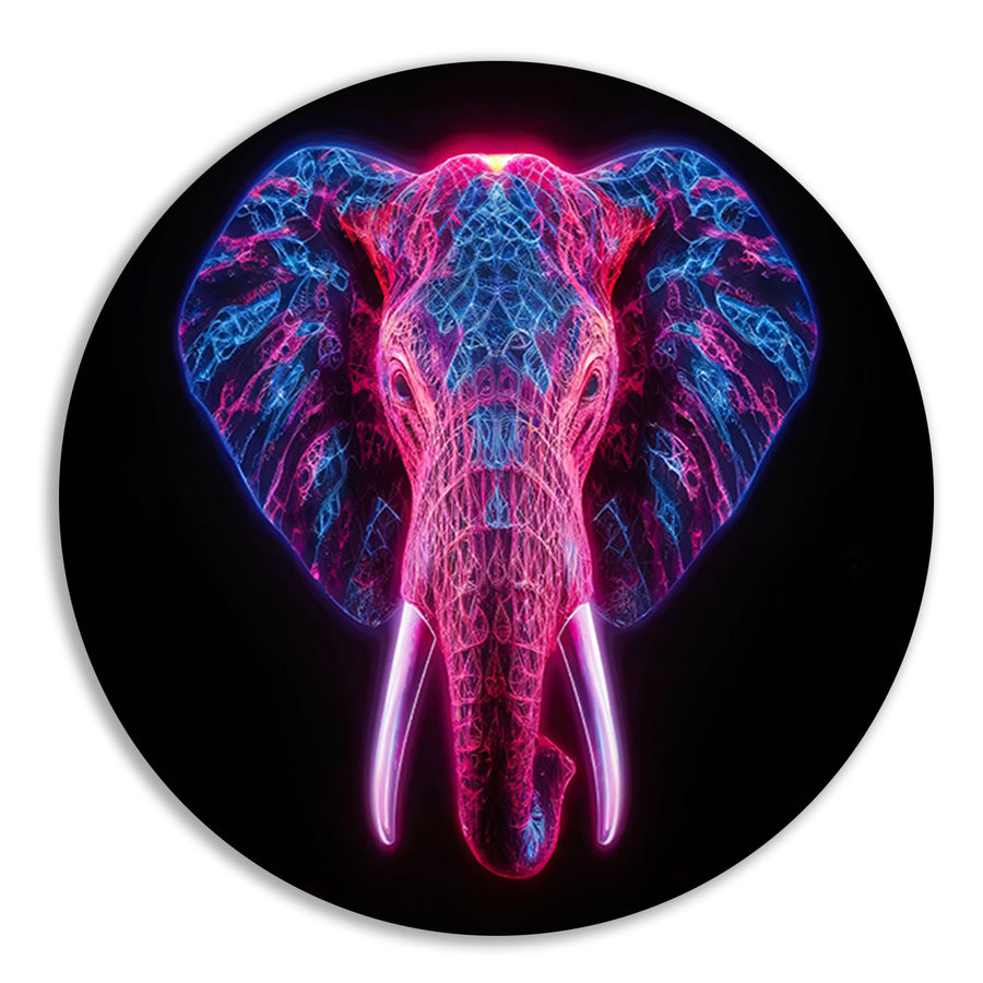 Neon olifant in futuristische abstracte kunst forex muurcirkel