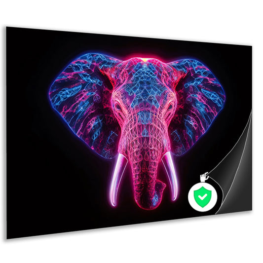 Neon olifant in futuristische abstracte kunst poster