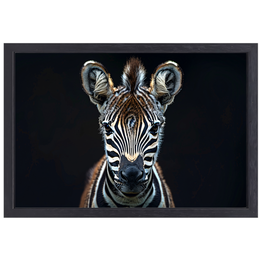 Intieme close-up van een zebra canvas met baklijst